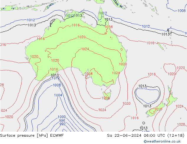 pressão do solo ECMWF Sáb 22.06.2024 06 UTC