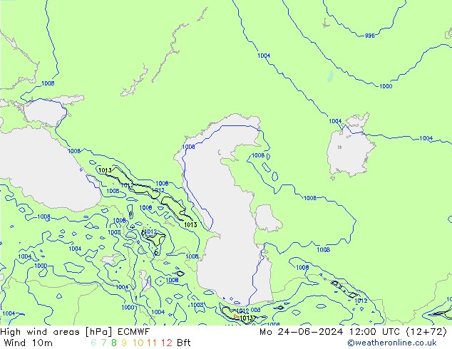 High wind areas ECMWF Mo 24.06.2024 12 UTC