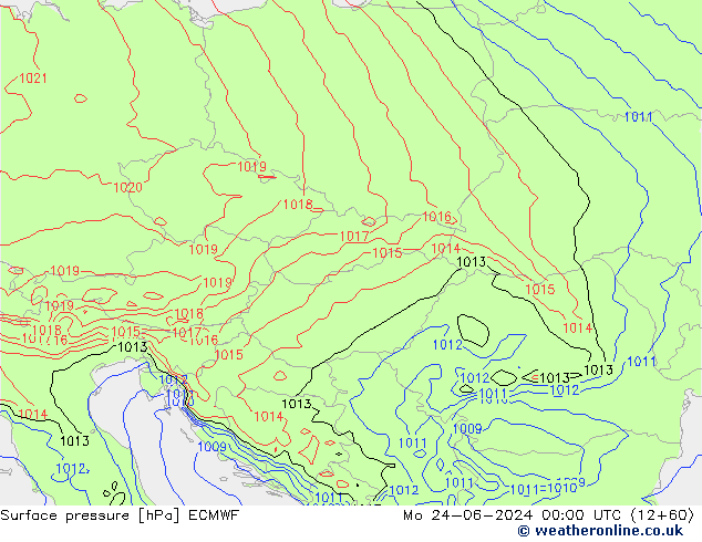 Surface pressure ECMWF Mo 24.06.2024 00 UTC