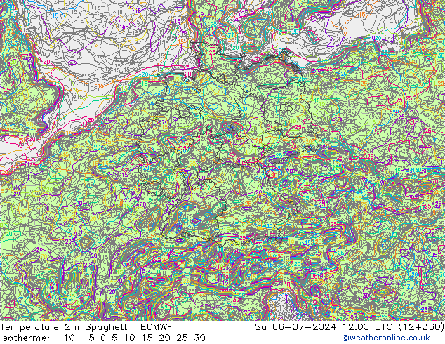 Temperatuurkaart Spaghetti ECMWF za 06.07.2024 12 UTC