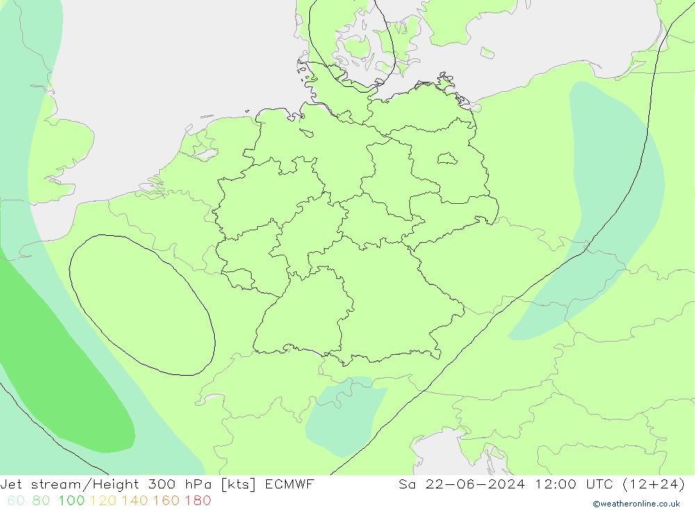 Jet stream/Height 300 hPa ECMWF Sa 22.06.2024 12 UTC