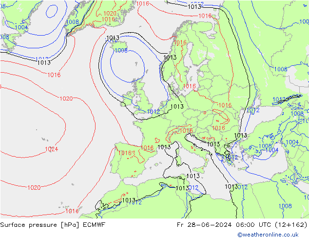 Surface pressure ECMWF Fr 28.06.2024 06 UTC