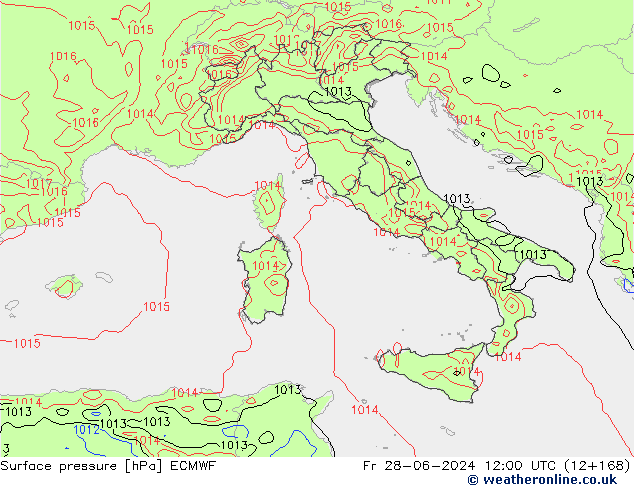 pressão do solo ECMWF Sex 28.06.2024 12 UTC