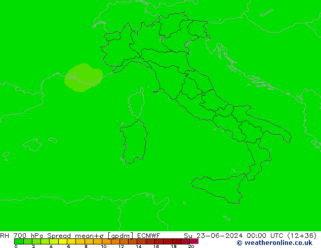 RH 700 гПа Spread ECMWF Вс 23.06.2024 00 UTC