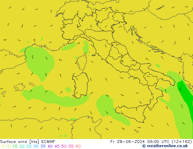 Surface wind ECMWF Fr 28.06.2024 06 UTC