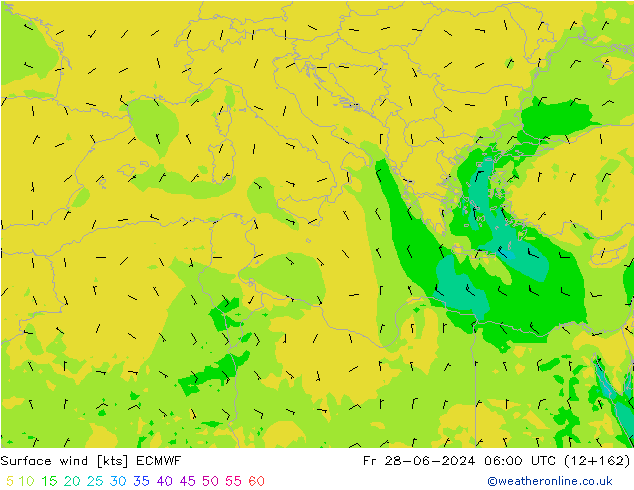 Surface wind ECMWF Fr 28.06.2024 06 UTC