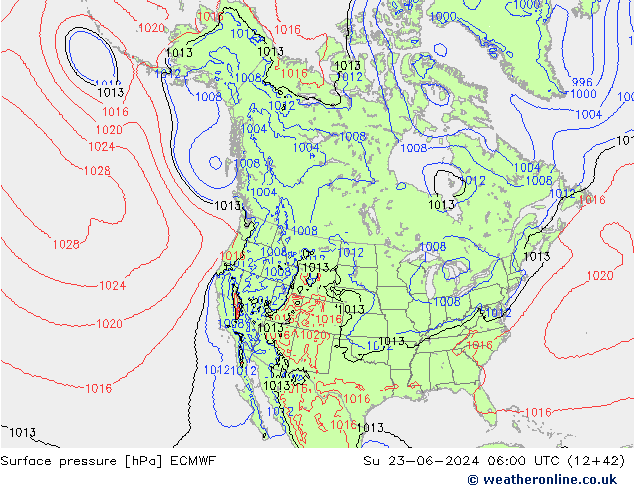 pressão do solo ECMWF Dom 23.06.2024 06 UTC