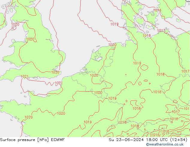 Pressione al suolo ECMWF dom 23.06.2024 18 UTC