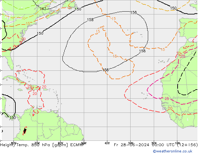 Height/Temp. 850 hPa ECMWF Fr 28.06.2024 00 UTC