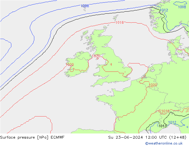 приземное давление ECMWF Вс 23.06.2024 12 UTC