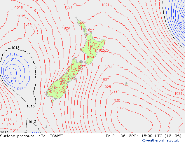 Atmosférický tlak ECMWF Pá 21.06.2024 18 UTC