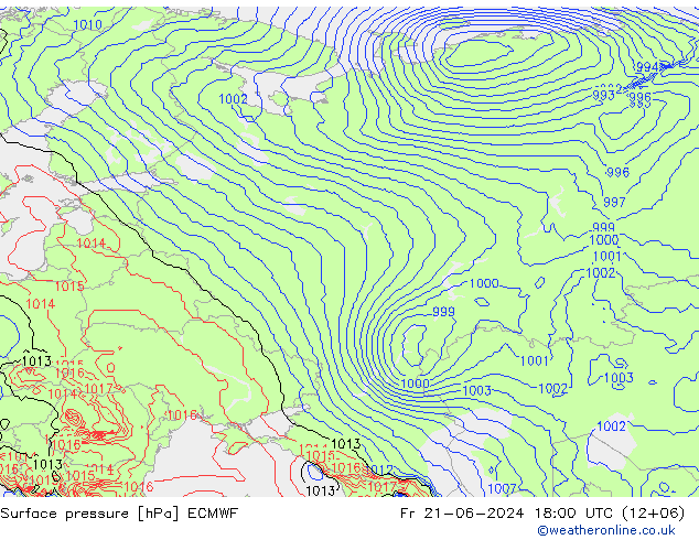 Luchtdruk (Grond) ECMWF vr 21.06.2024 18 UTC