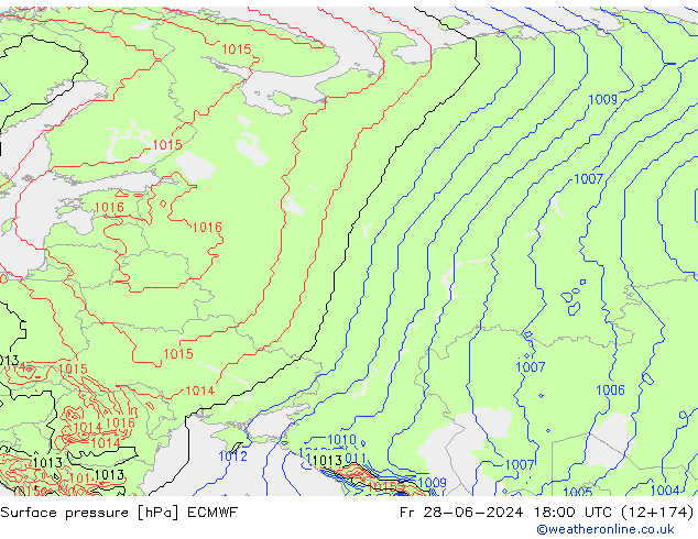 Pressione al suolo ECMWF ven 28.06.2024 18 UTC