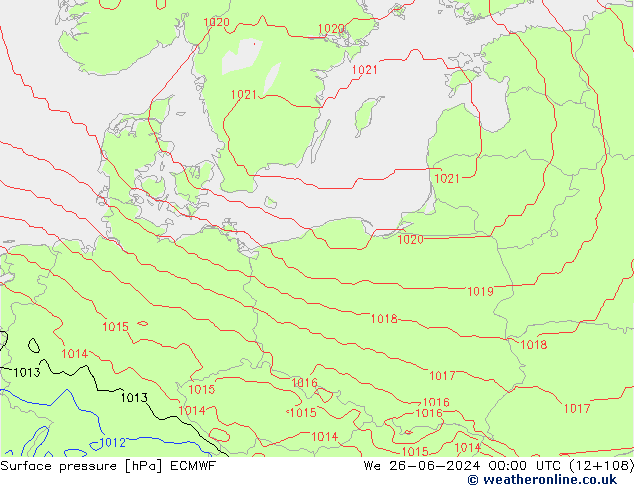 Surface pressure ECMWF We 26.06.2024 00 UTC