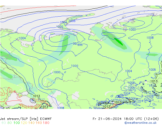 джет/приземное давление ECMWF пт 21.06.2024 18 UTC