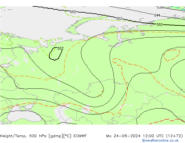 Height/Temp. 500 hPa ECMWF Seg 24.06.2024 12 UTC