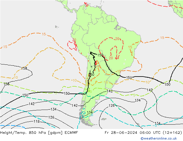 Height/Temp. 850 hPa ECMWF Sex 28.06.2024 06 UTC