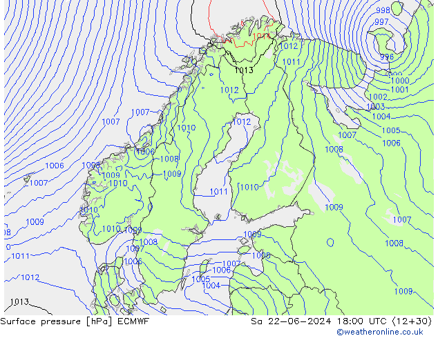 pression de l'air ECMWF sam 22.06.2024 18 UTC