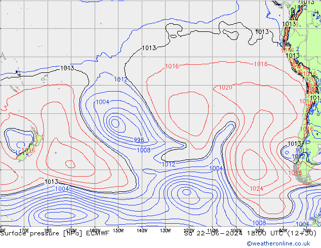 Pressione al suolo ECMWF sab 22.06.2024 18 UTC