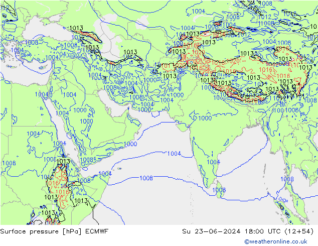 pressão do solo ECMWF Dom 23.06.2024 18 UTC