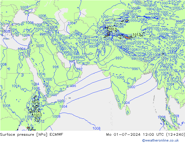 地面气压 ECMWF 星期一 01.07.2024 12 UTC
