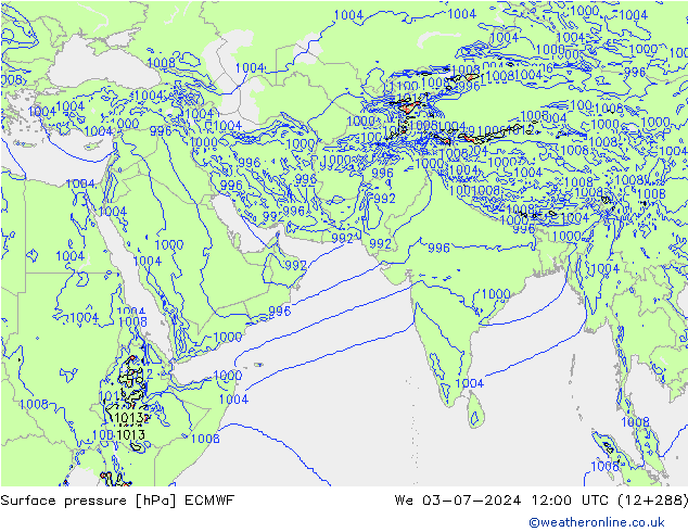 Surface pressure ECMWF We 03.07.2024 12 UTC