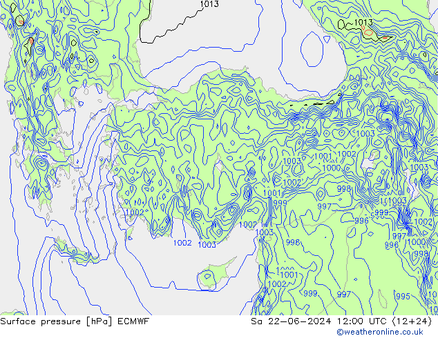 приземное давление ECMWF сб 22.06.2024 12 UTC