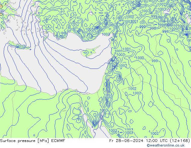 pression de l'air ECMWF ven 28.06.2024 12 UTC