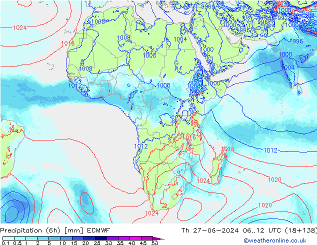 opad (6h) ECMWF czw. 27.06.2024 12 UTC