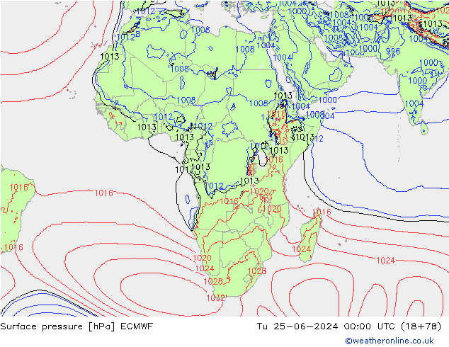 Pressione al suolo ECMWF mar 25.06.2024 00 UTC