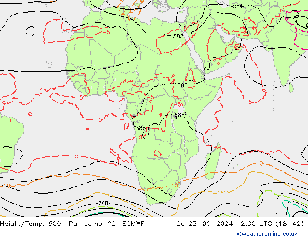 Height/Temp. 500 гПа ECMWF Вс 23.06.2024 12 UTC