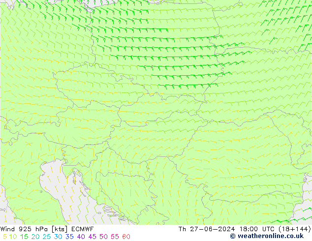 Vento 925 hPa ECMWF Qui 27.06.2024 18 UTC