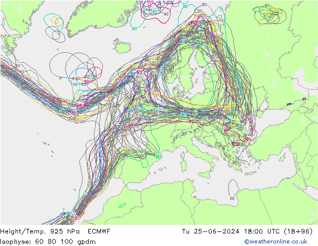 Hoogte/Temp. 925 hPa ECMWF di 25.06.2024 18 UTC