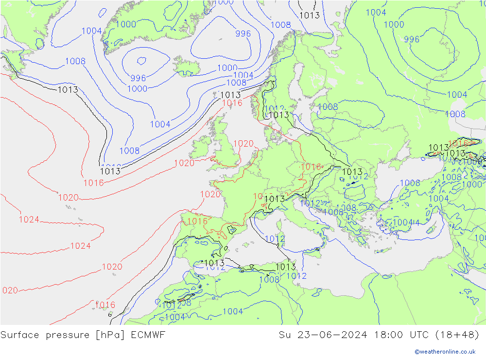 pression de l'air ECMWF dim 23.06.2024 18 UTC