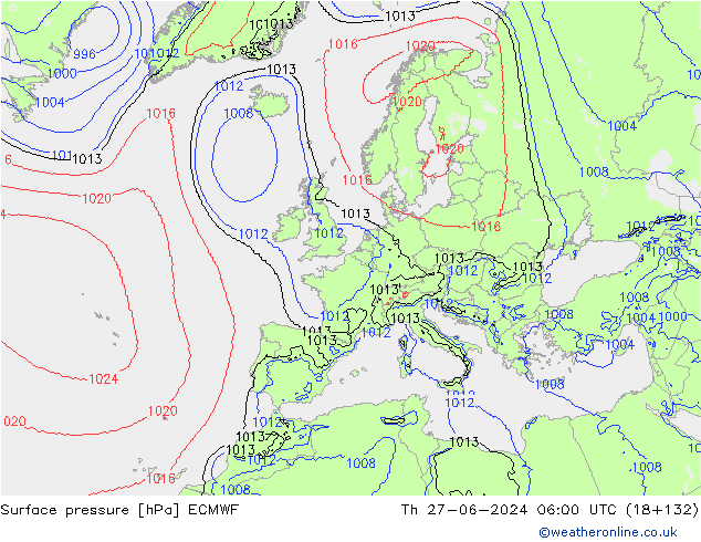 Yer basıncı ECMWF Per 27.06.2024 06 UTC