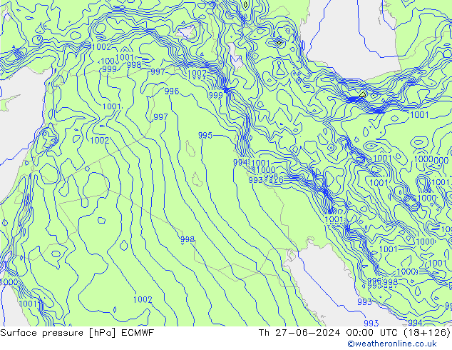 Surface pressure ECMWF Th 27.06.2024 00 UTC