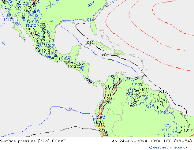 Pressione al suolo ECMWF lun 24.06.2024 00 UTC