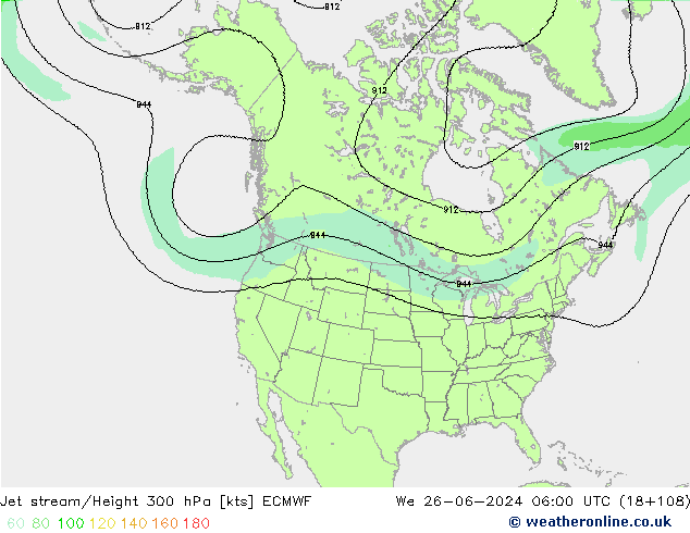 Straalstroom ECMWF wo 26.06.2024 06 UTC