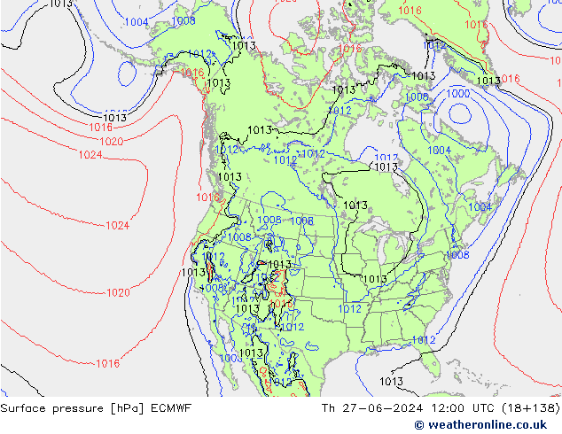 Yer basıncı ECMWF Per 27.06.2024 12 UTC