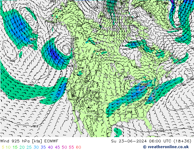 wiatr 925 hPa ECMWF nie. 23.06.2024 06 UTC