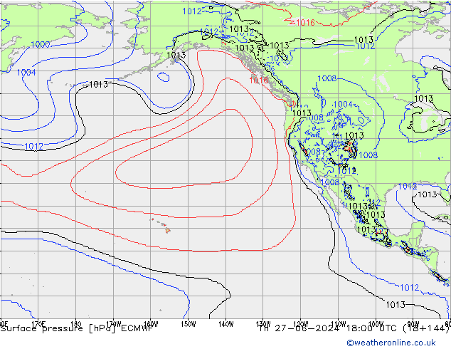 Surface pressure ECMWF Th 27.06.2024 18 UTC