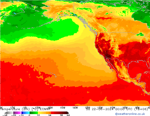 Temperatura (2m) ECMWF Sáb 22.06.2024 00 UTC