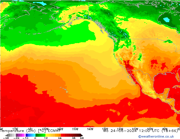 Temperatura (2m) ECMWF lun 24.06.2024 12 UTC