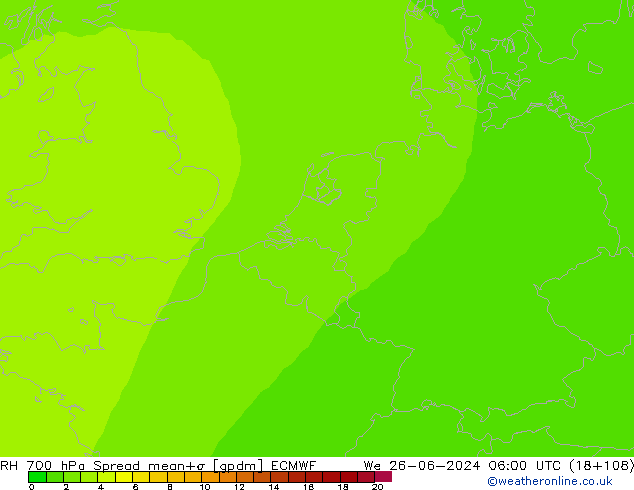 RH 700 hPa Spread ECMWF Mi 26.06.2024 06 UTC