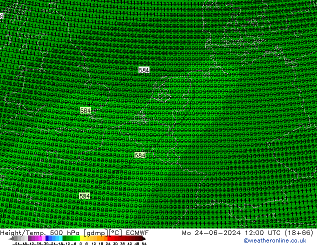 Height/Temp. 500 hPa ECMWF Mo 24.06.2024 12 UTC