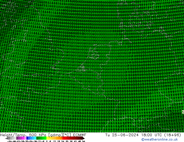 Height/Temp. 500 hPa ECMWF Tu 25.06.2024 18 UTC