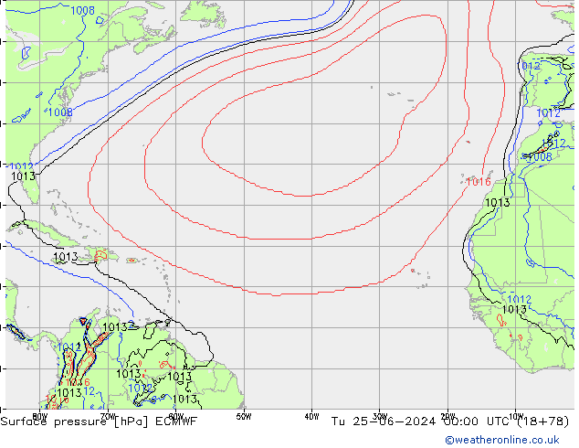 Yer basıncı ECMWF Sa 25.06.2024 00 UTC