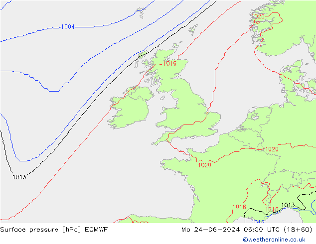 Surface pressure ECMWF Mo 24.06.2024 06 UTC