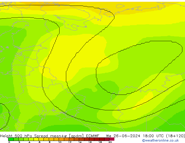 Height 500 hPa Spread ECMWF mer 26.06.2024 18 UTC