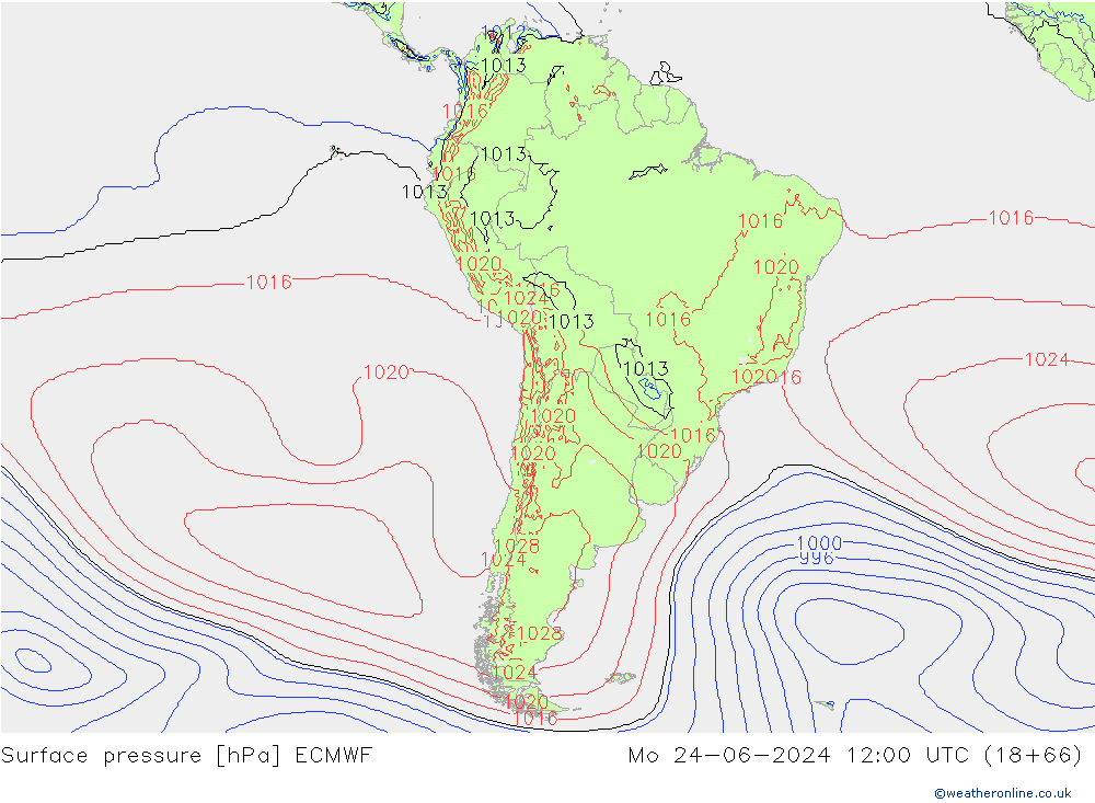 Yer basıncı ECMWF Pzt 24.06.2024 12 UTC